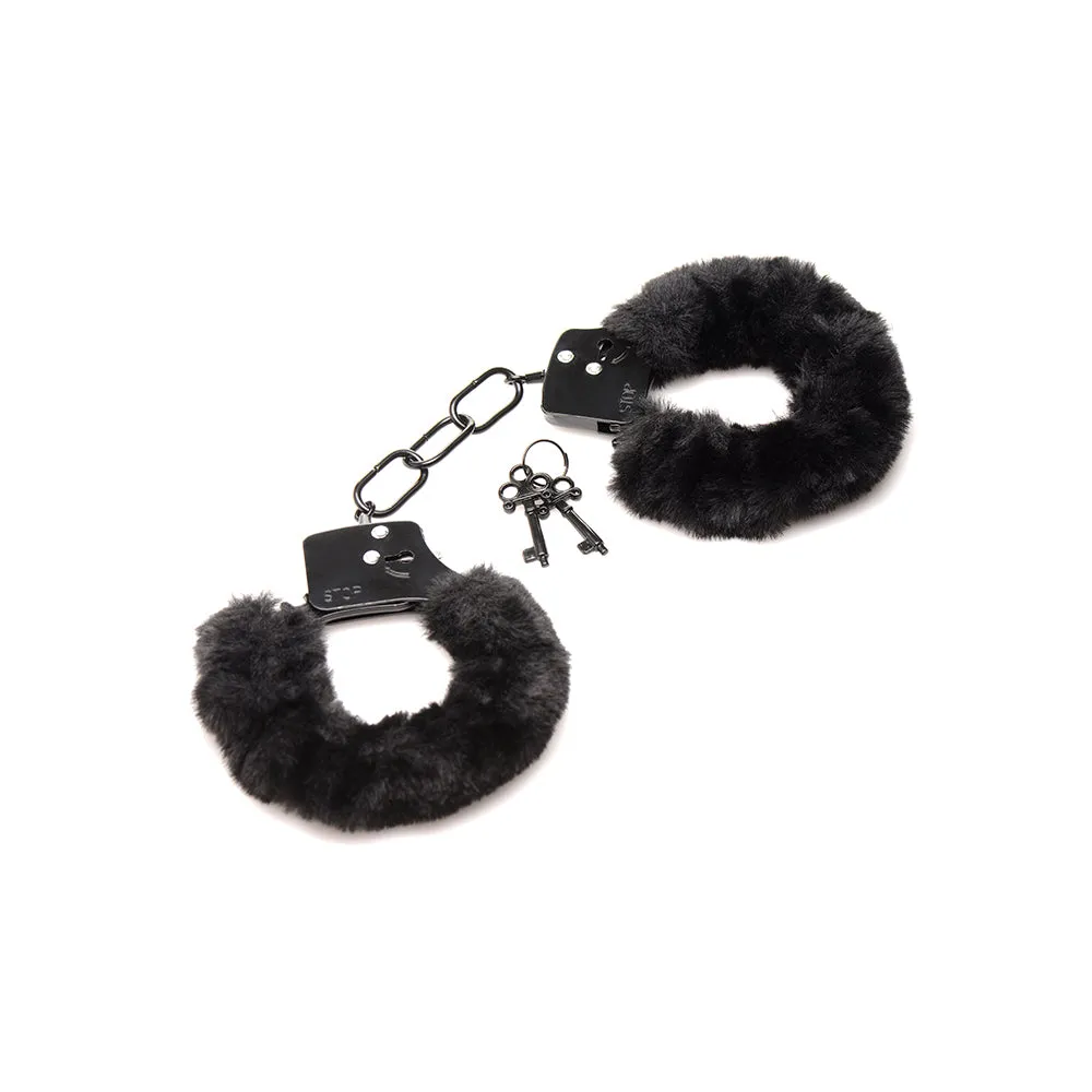 Master Series Cuffed in Fur Furry Handcuffs Black