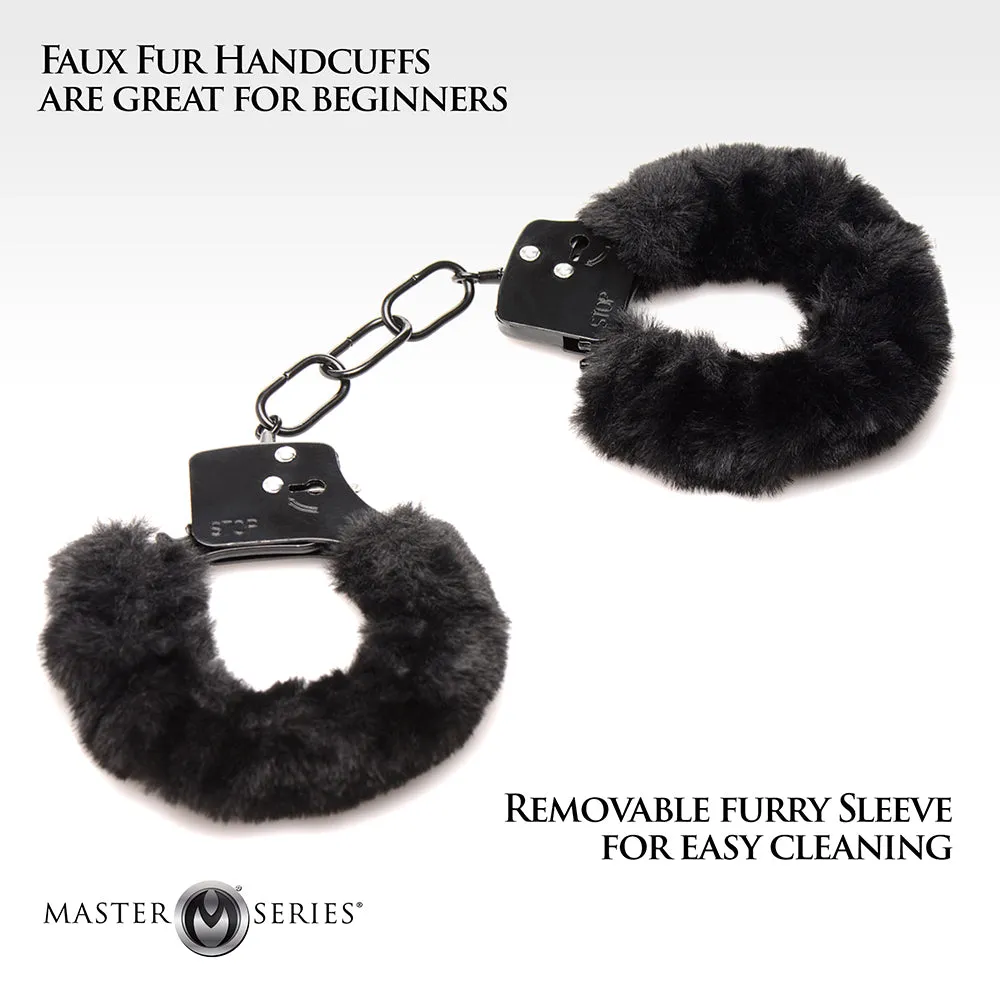 Master Series Cuffed in Fur Furry Handcuffs Black