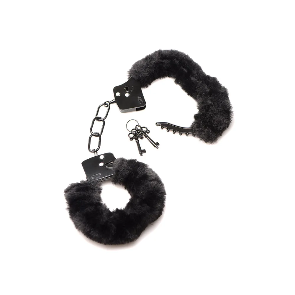 Master Series Cuffed in Fur Furry Handcuffs Black