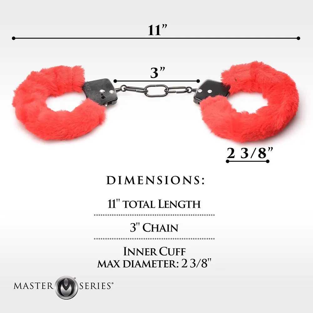 Master Series Cuffed in Fur Furry Handcuffs Red