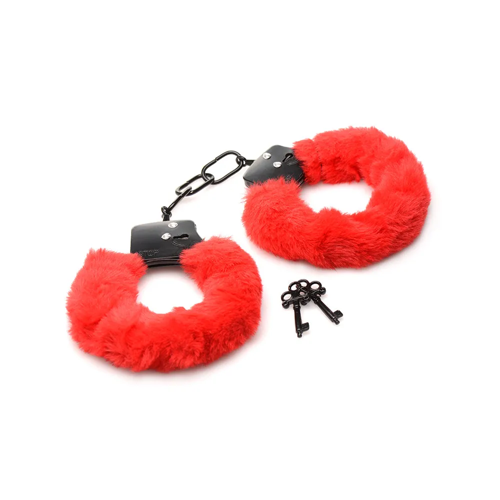 Master Series Cuffed in Fur Furry Handcuffs Red