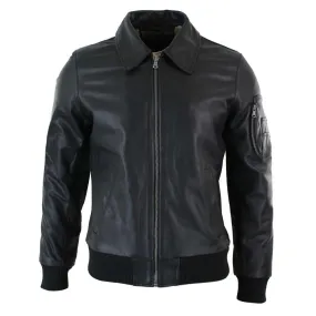 Mens Genuine Real Leather Harrington Bomber MA1 Classic Pilot MOD Jacket