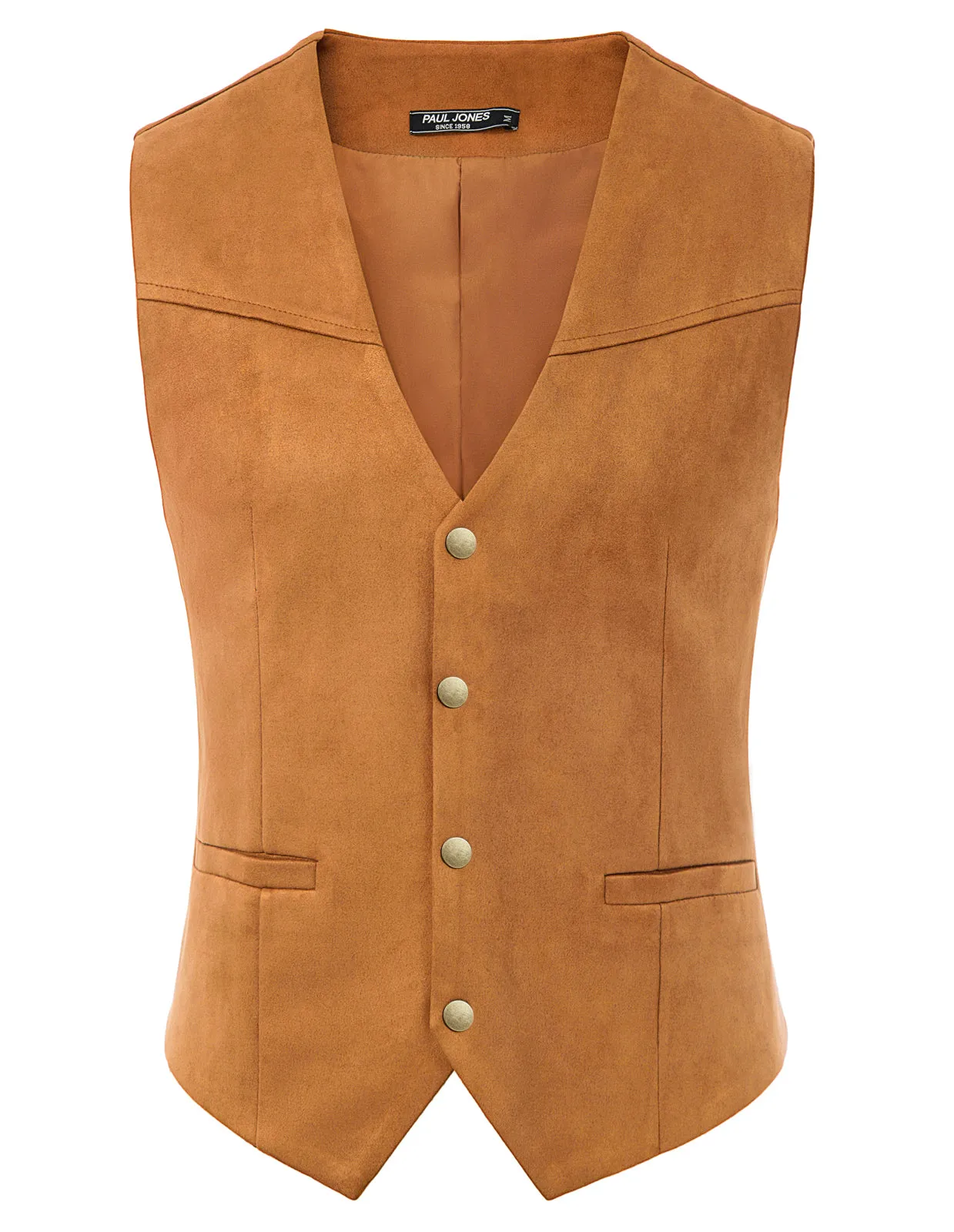 Men's Suede Leather Suit Vest Casual Western Cowboy Waistcoat Leisure Vests