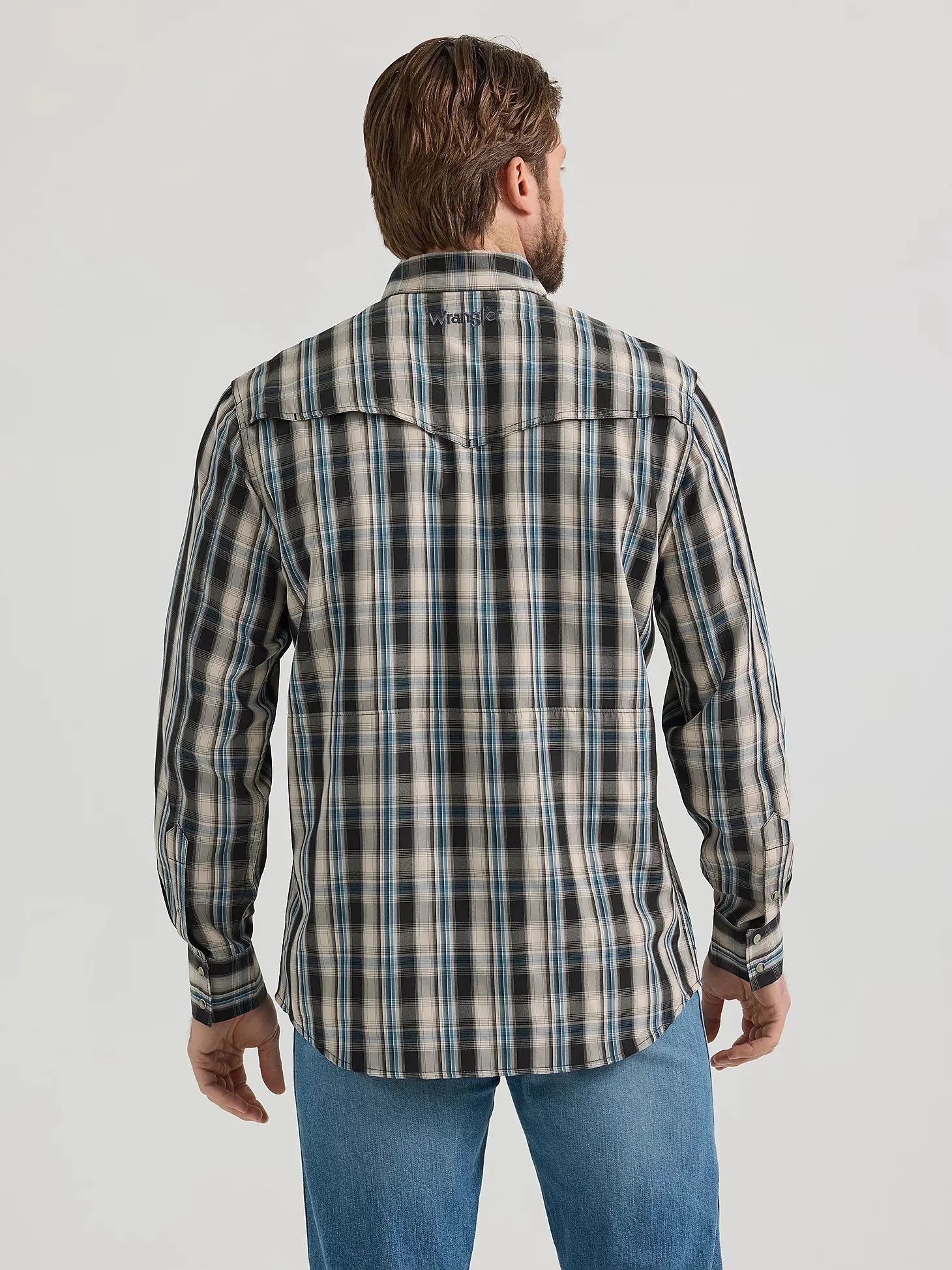 Men's Wrangler Performance Plaid Long Sleeve Snap Shirt