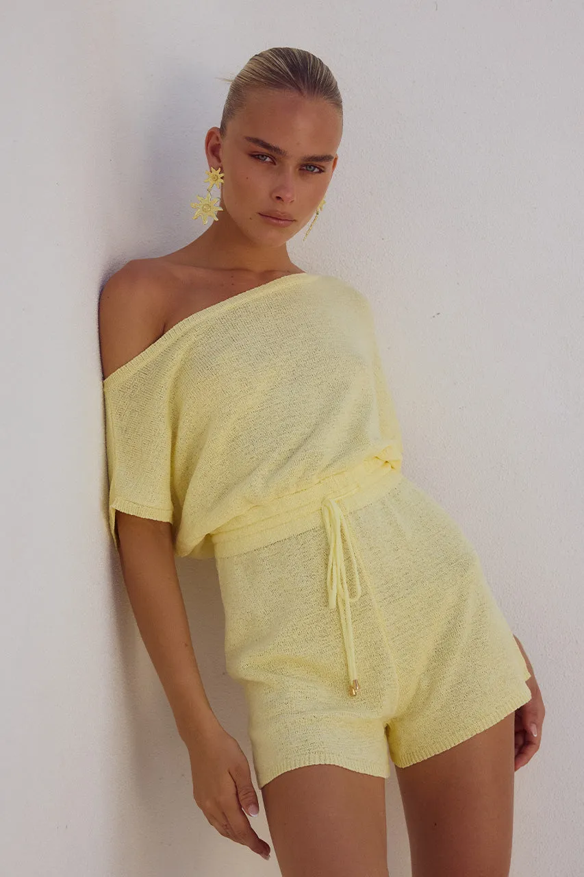 MIAMI KNIT PLAYSUIT - LEMON