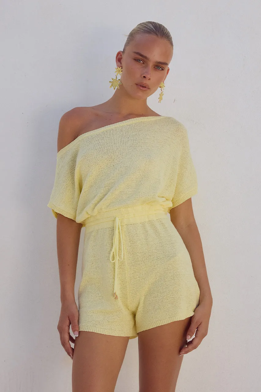 MIAMI KNIT PLAYSUIT - LEMON