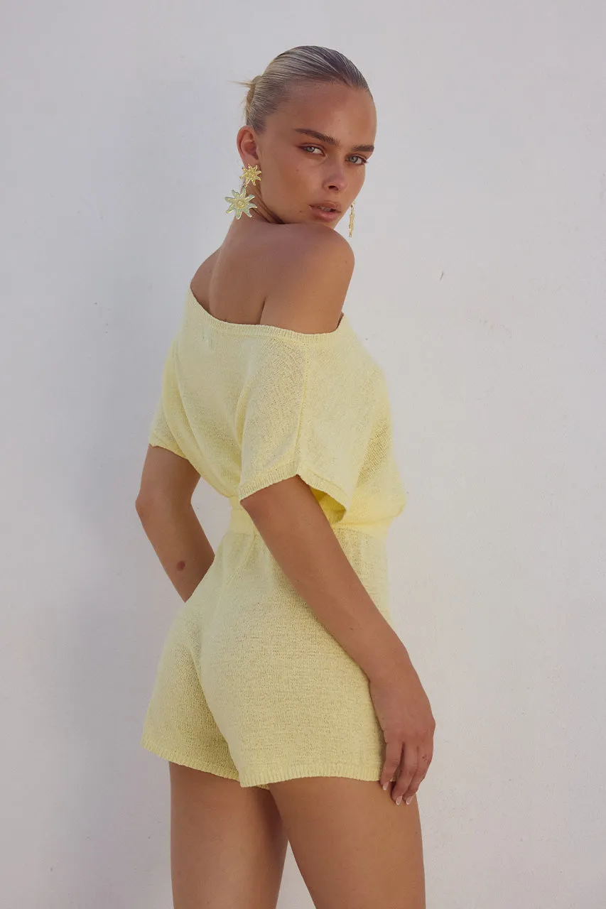 MIAMI KNIT PLAYSUIT - LEMON