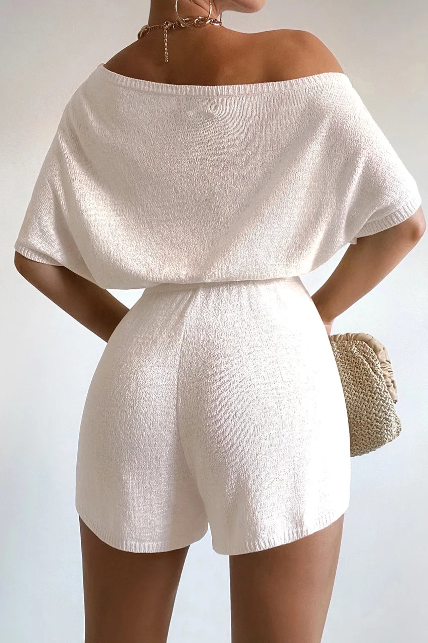 MIAMI KNIT PLAYSUIT - WHITE