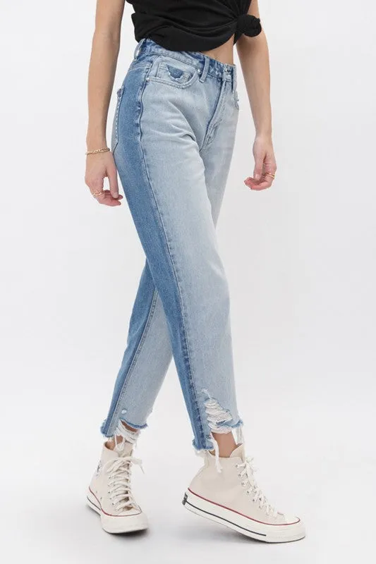 MIC101 - COLORBLOCK CROP JEANS