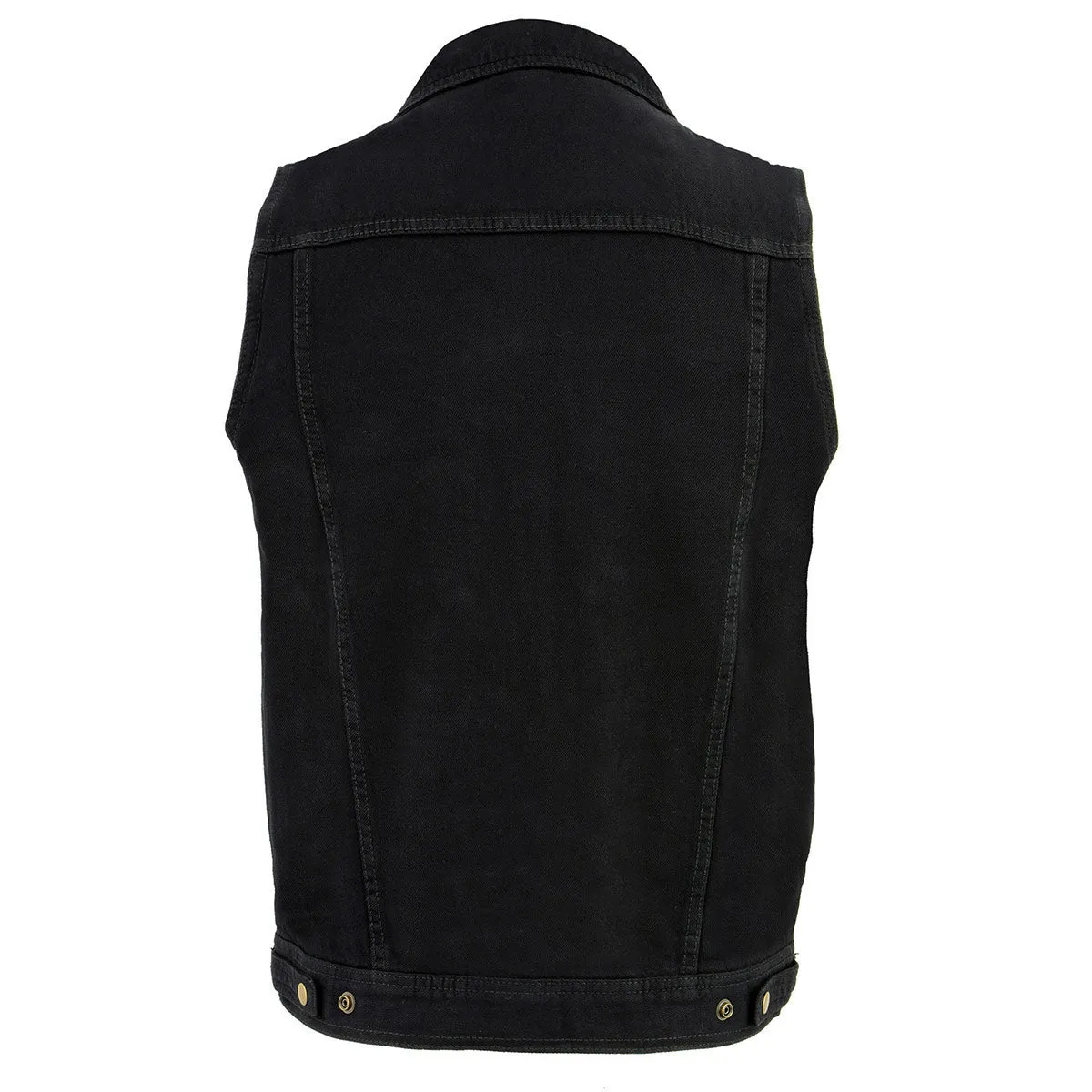 Milwaukee Leather DM1331 Men's Black Denim Motorcycle Biker Riders Vest with Shirt Style Collar