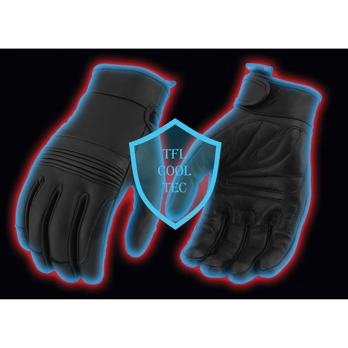 Milwaukee Leather MG7536 Men's Black ‘Cool-Tec’ Leather Gel Palm Motorcycle Hand Gloves W/ Flex Knuckles