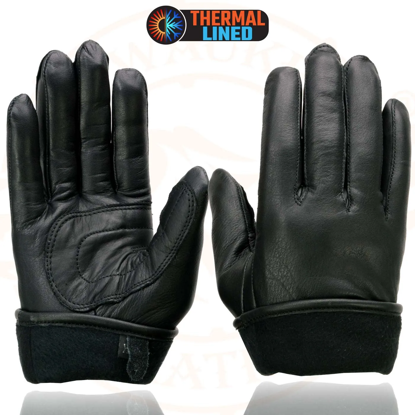 Milwaukee Leather MG7715 Women's Black Leather Thermal Lined Motorcycle Hand Gloves W/ Sinch Wrist Closure