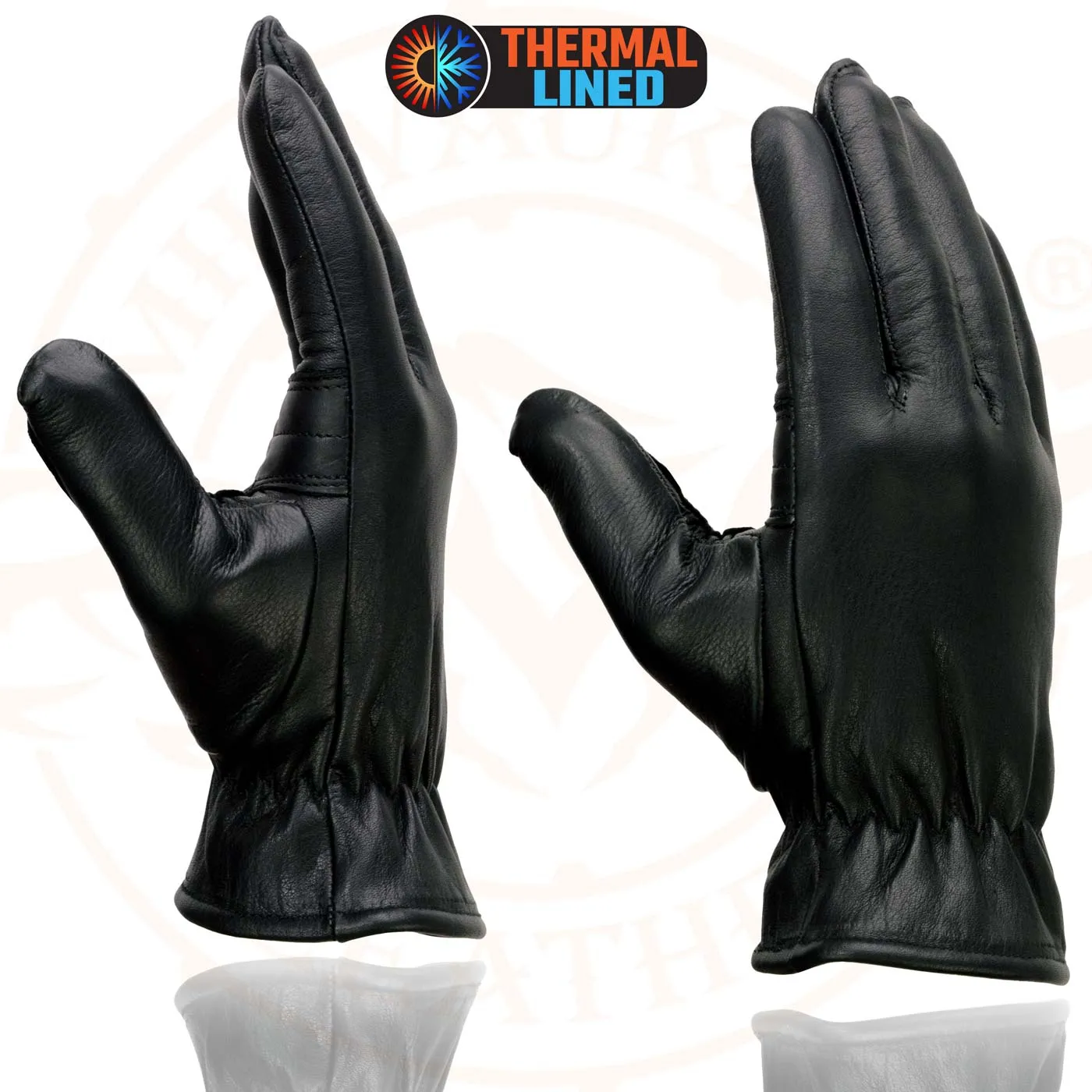 Milwaukee Leather MG7715 Women's Black Leather Thermal Lined Motorcycle Hand Gloves W/ Sinch Wrist Closure