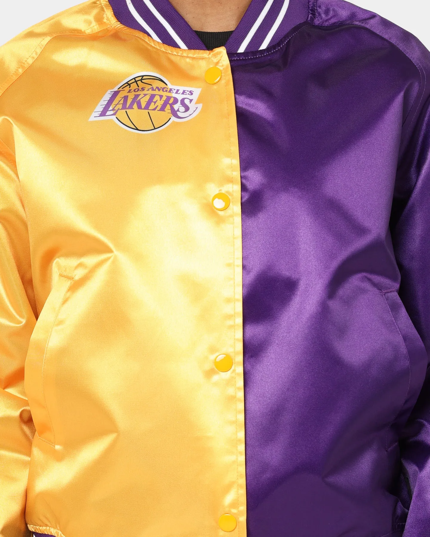 Mitchell & Ness Women's Los Angeles Lakers Big Face 5.0 Satin Jacket Yellow