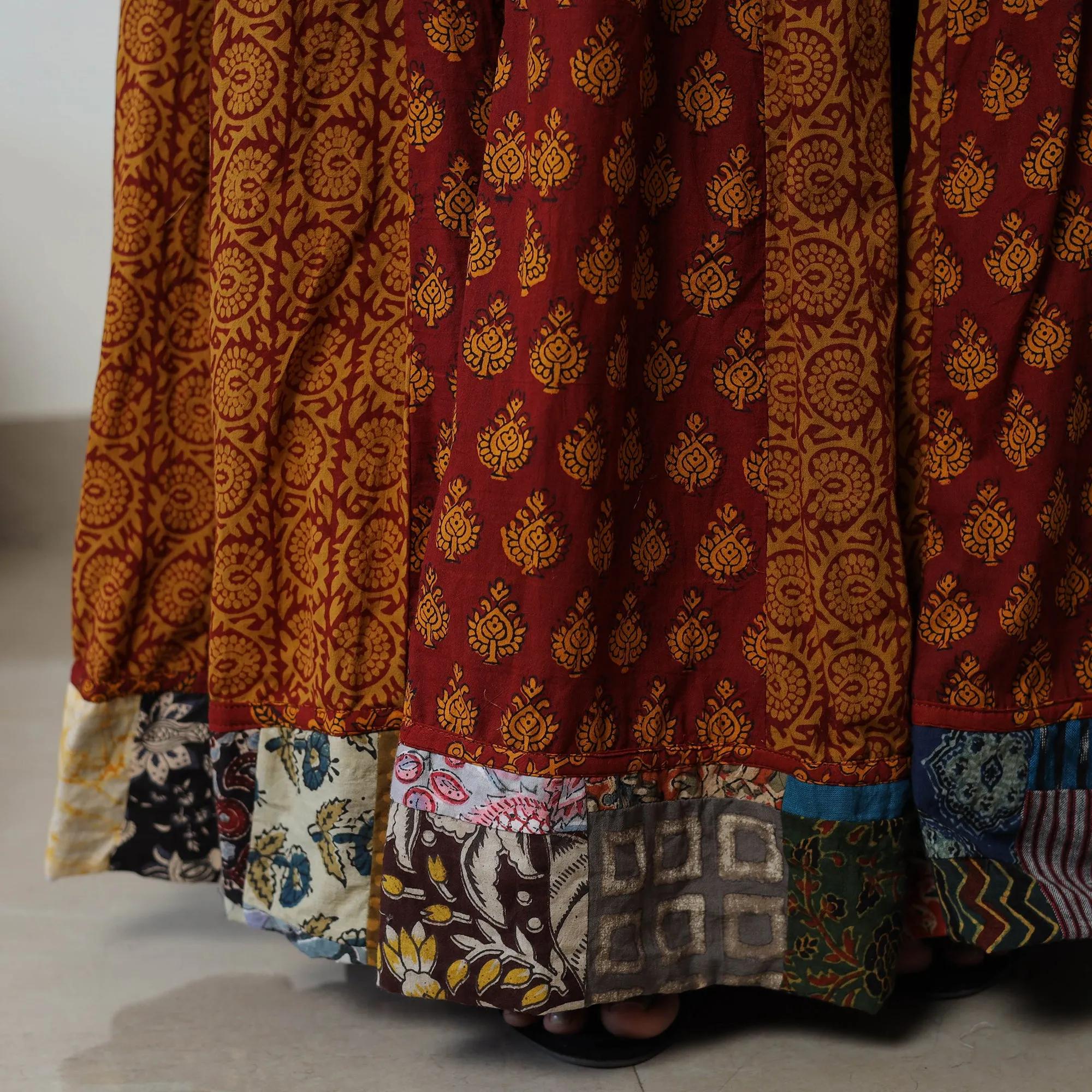 Multicolor - Bagh Print Skirt with 24 Kali Patchwork 23