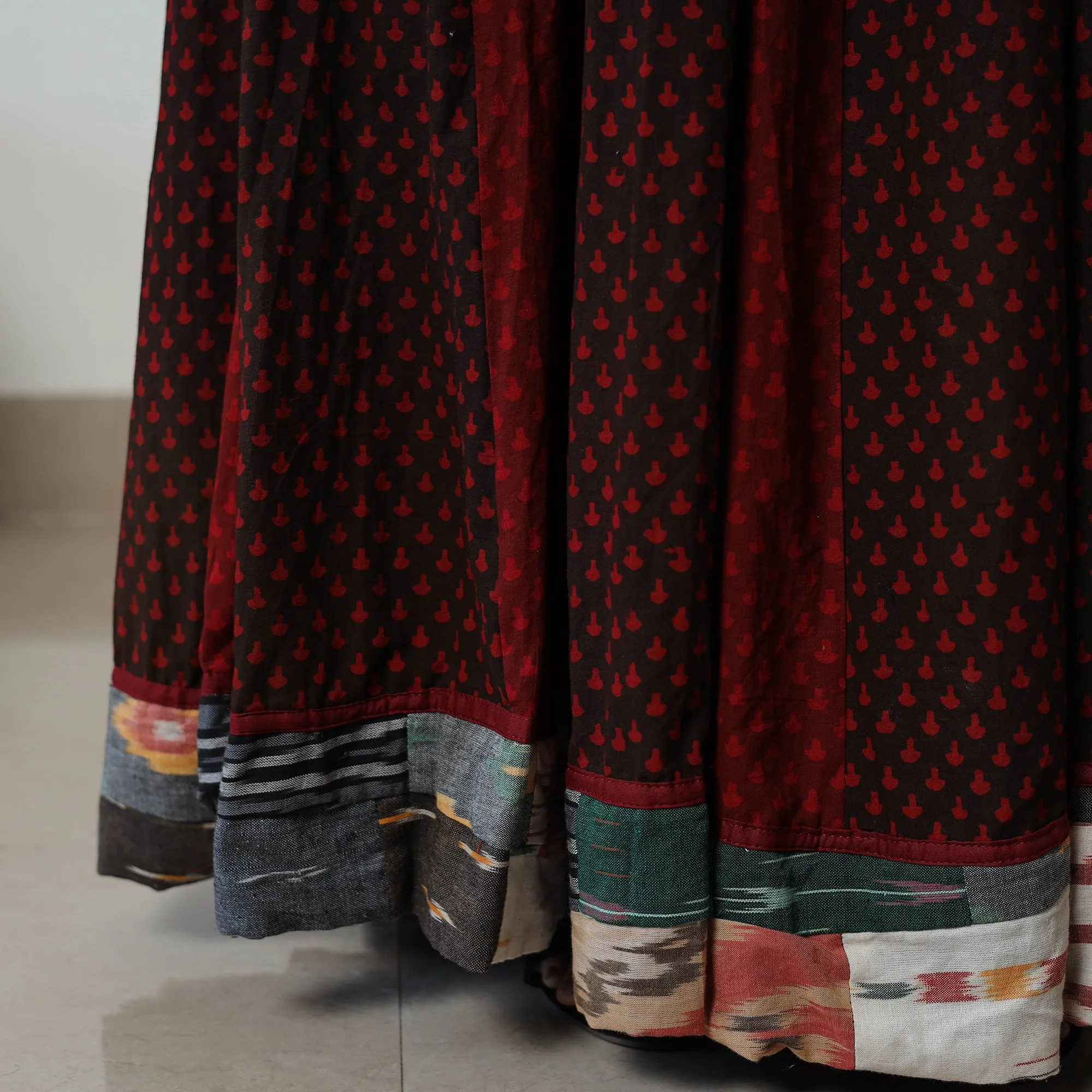 Multicolor - Bagh Print Skirt with 24 Kali Patchwork 25