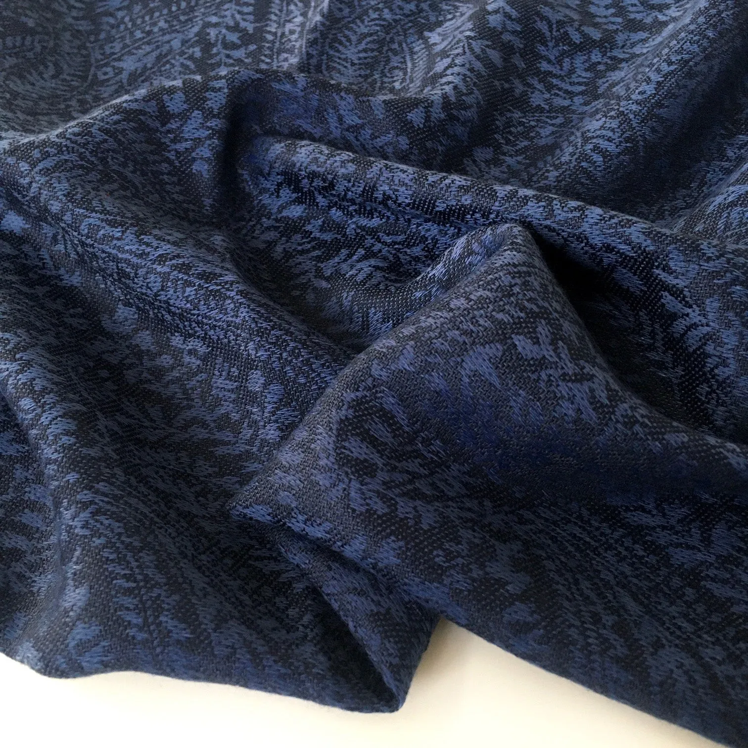 NAVY BLUE PAISLEY PRINT REVERSIBLE PASHMINA SHAWL SCARF