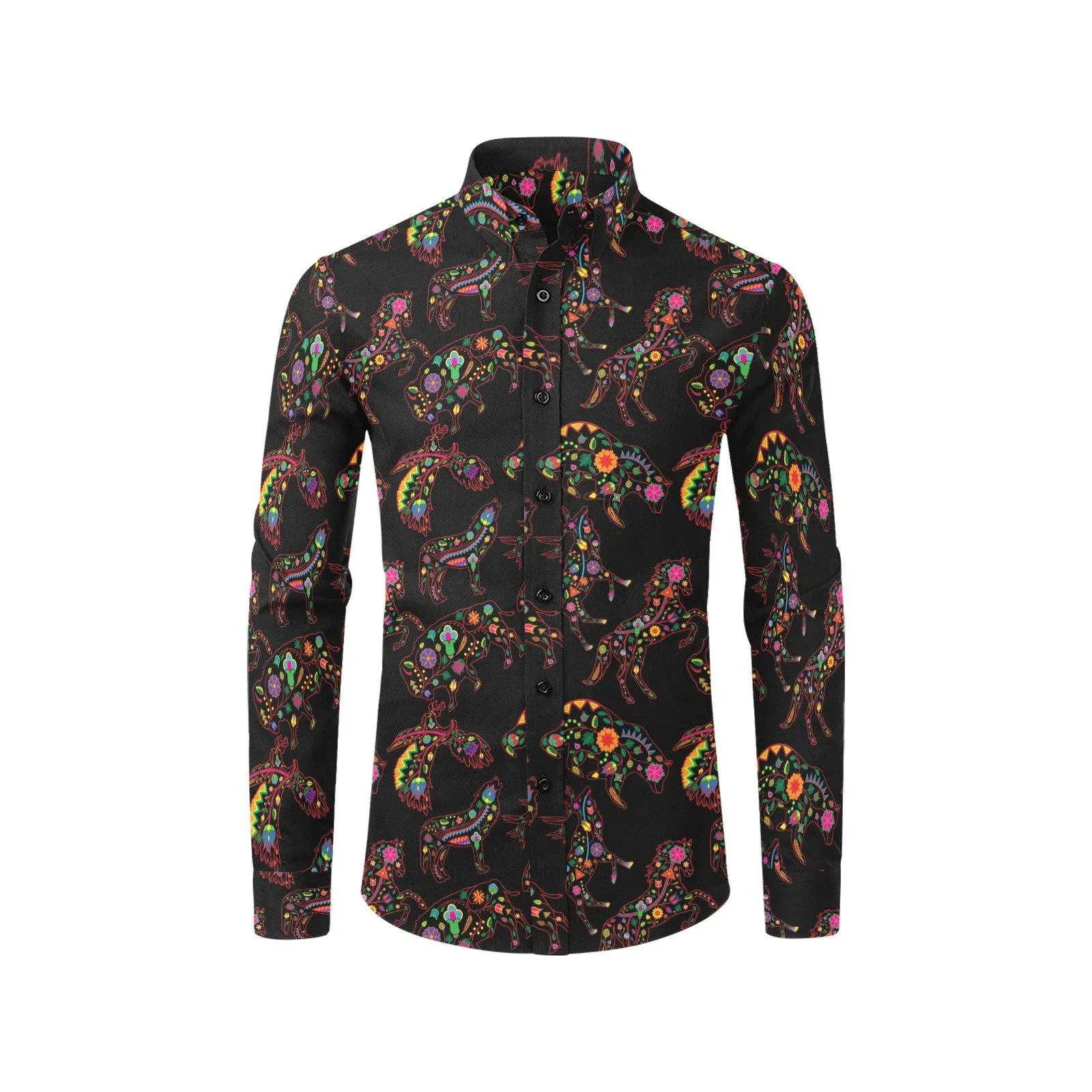 Neon Floral Animals Dress Shirt