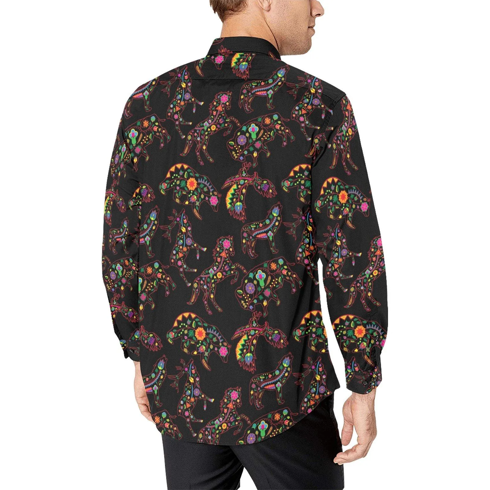 Neon Floral Animals Dress Shirt