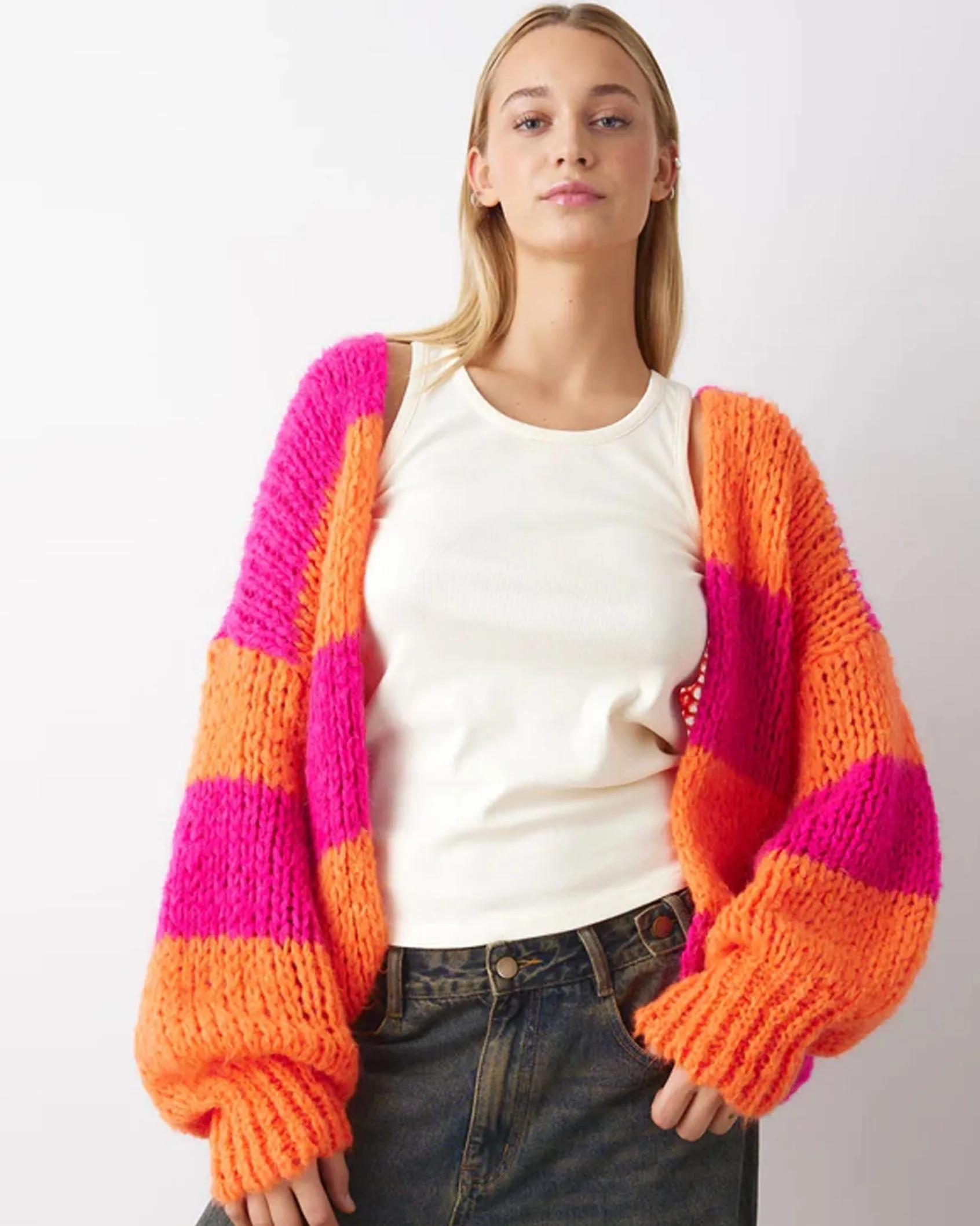 Noella Fora Pink Stripe Cardigan