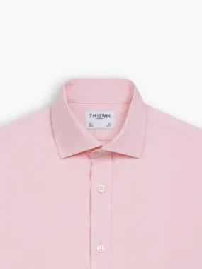 Non-Iron Pink Twill Fitted Dual Cuff Classic Collar Shirt