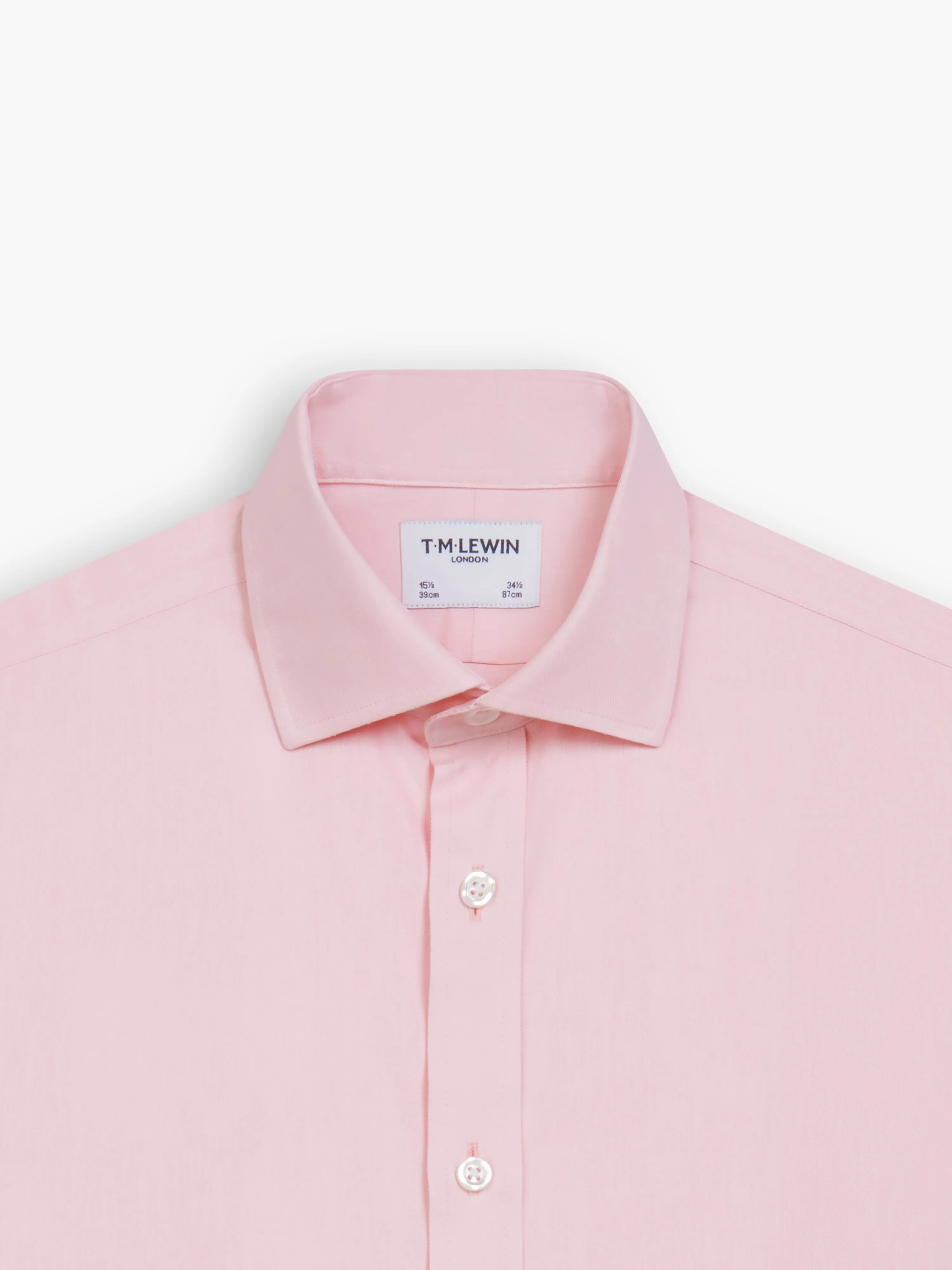 Non-Iron Pink Twill Fitted Dual Cuff Classic Collar Shirt