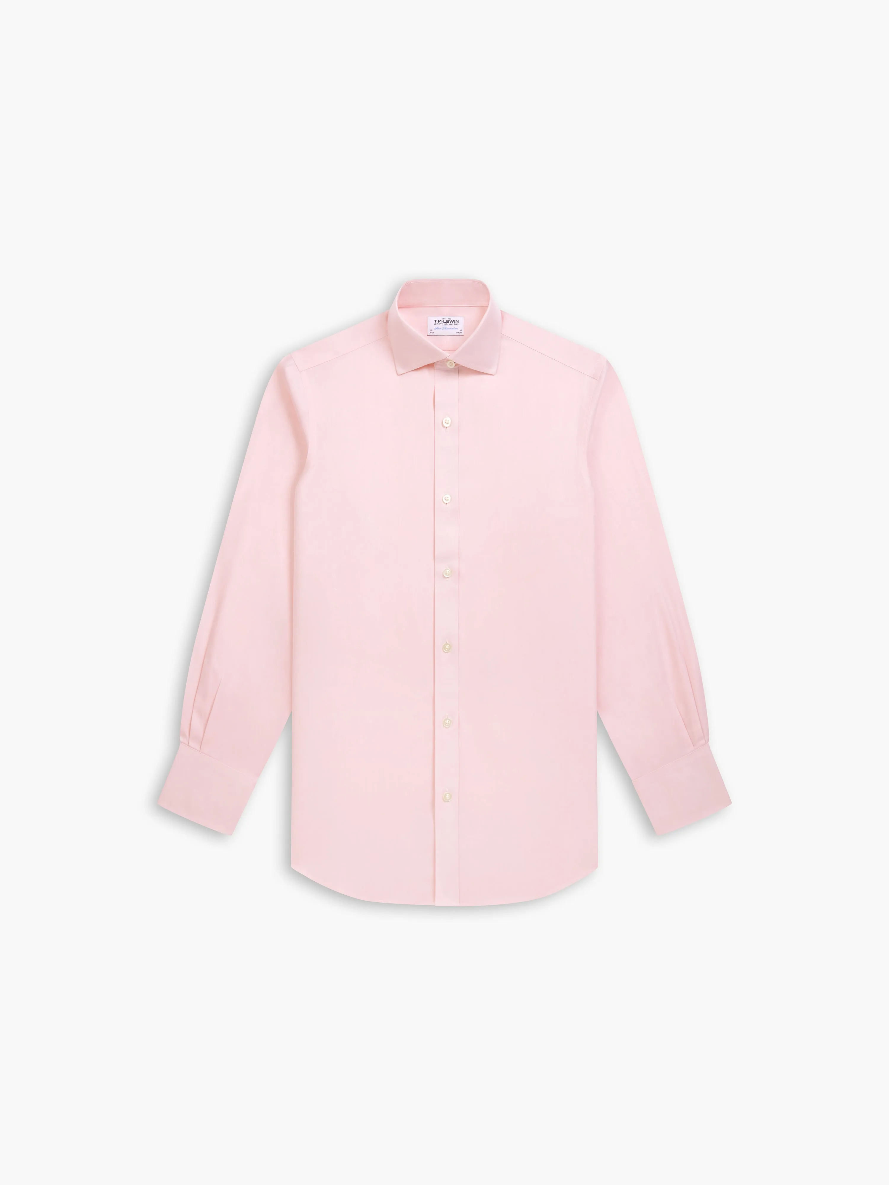 Non-Iron Pink Twill Fitted Single Cuff Classic Collar Shirt