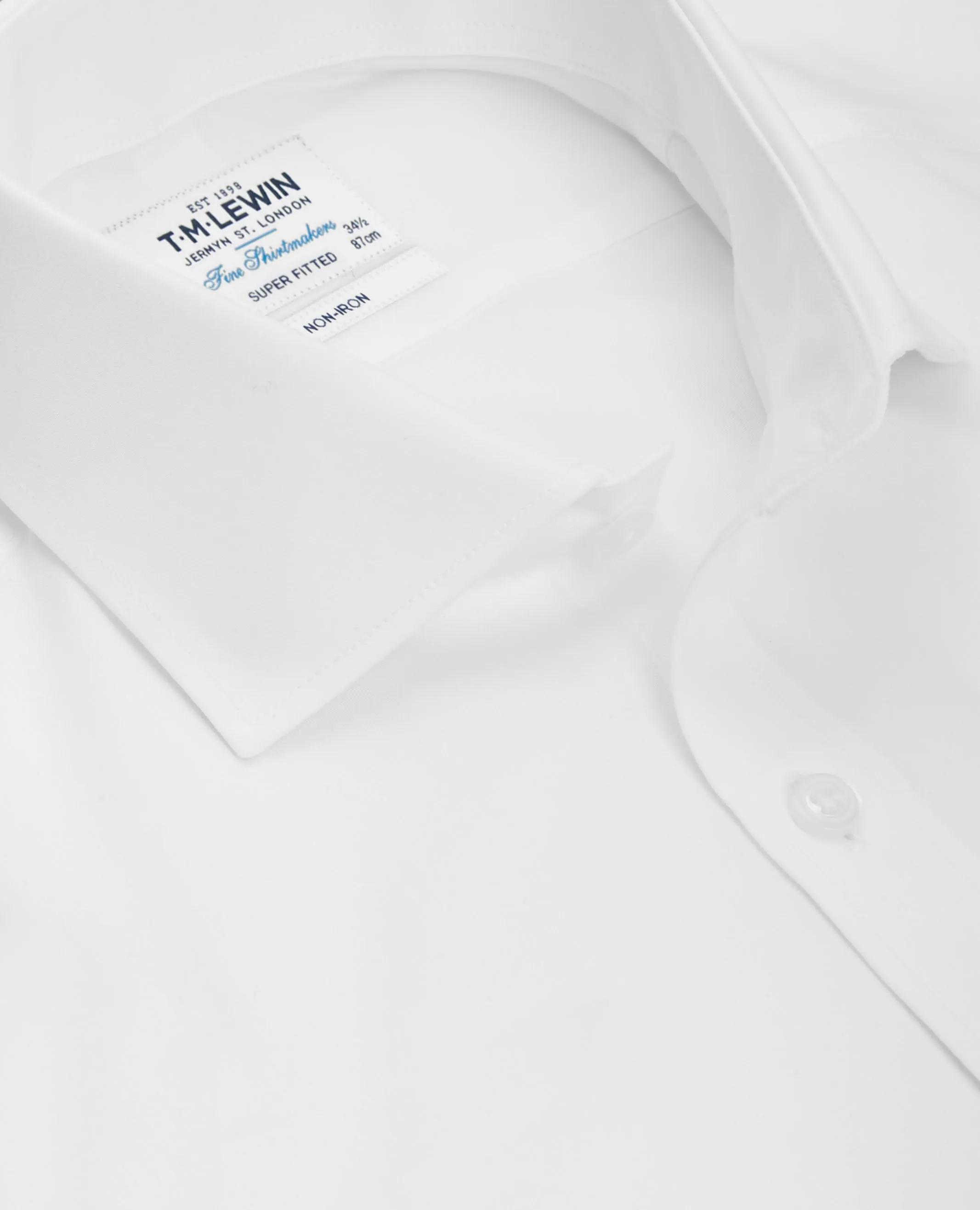 Non-Iron Super Fitted Plain White Poplin Shirt