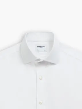 Non-Iron White Twill Fitted Semi Cutaway Collar Double Cuff Shirt