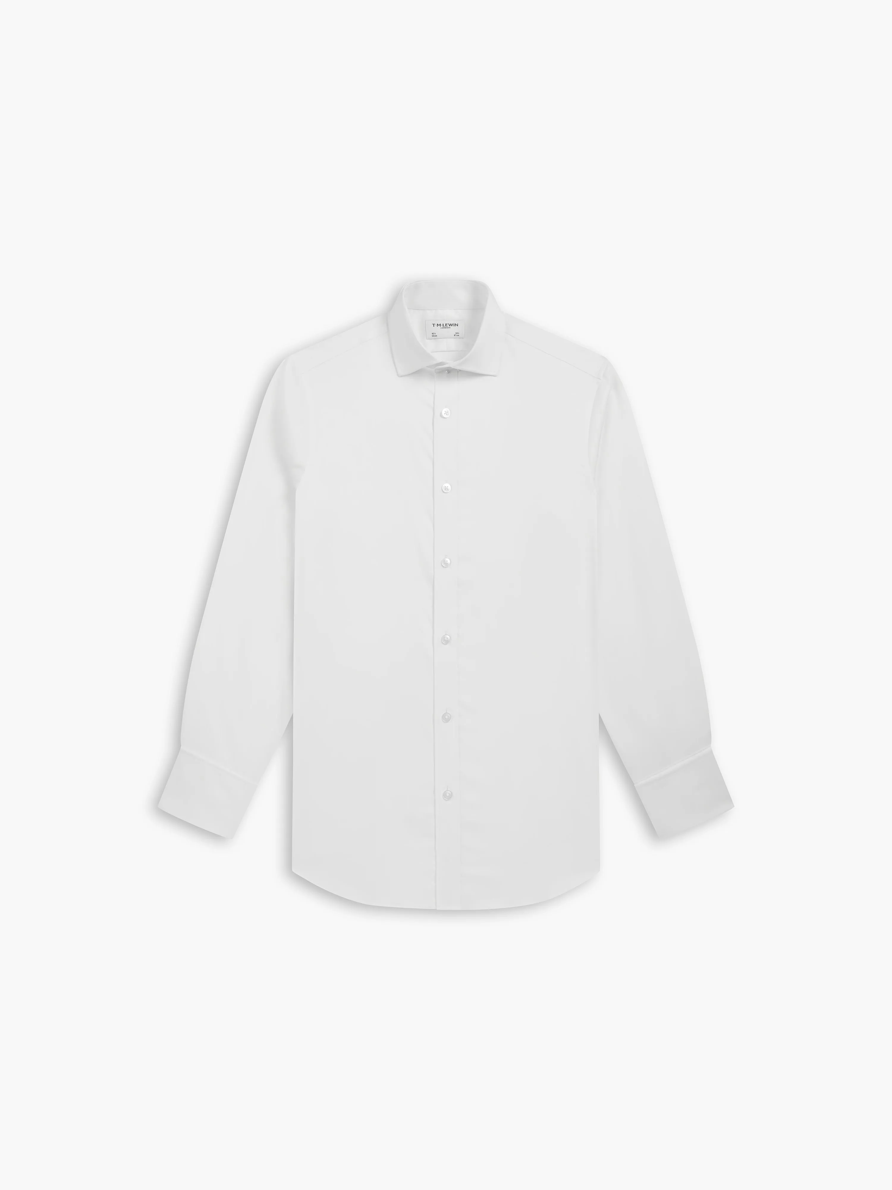 Non-Iron White Twill Fitted Semi Cutaway Collar Double Cuff Shirt