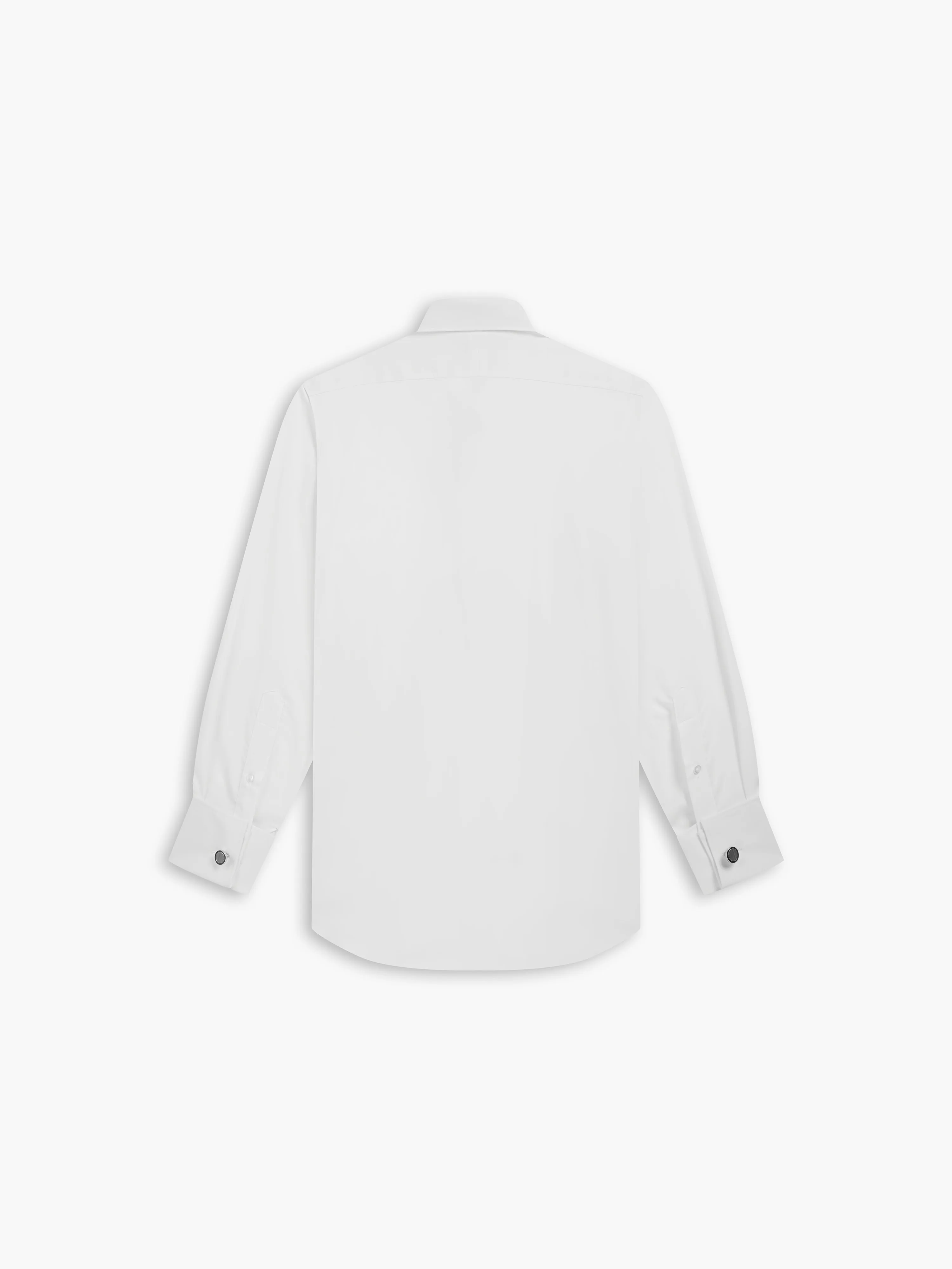 Non-Iron White Twill Fitted Semi Cutaway Collar Double Cuff Shirt