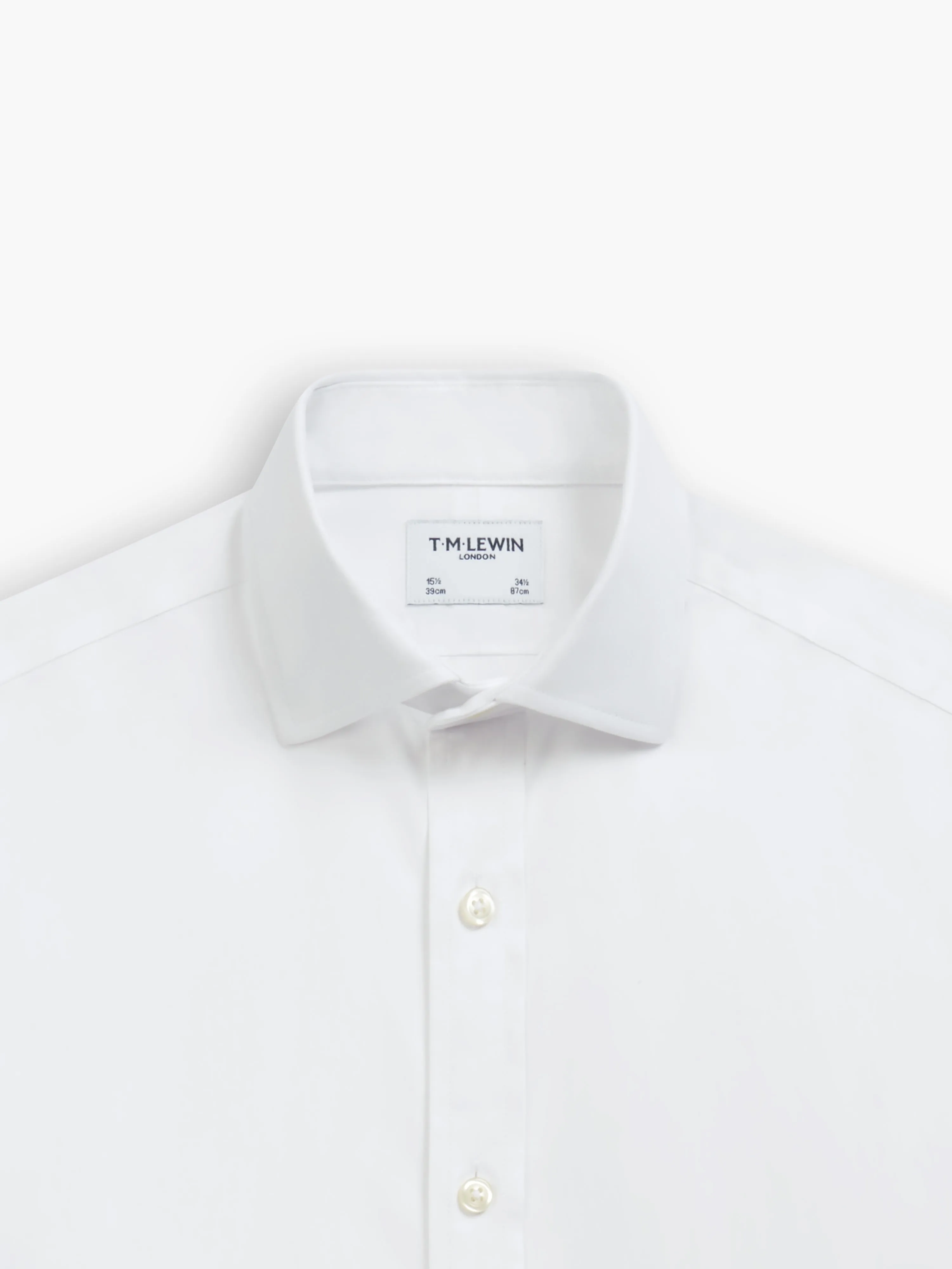 Non-Iron White Twill Fitted Single Cuff Semi Cutaway Collar Shirt