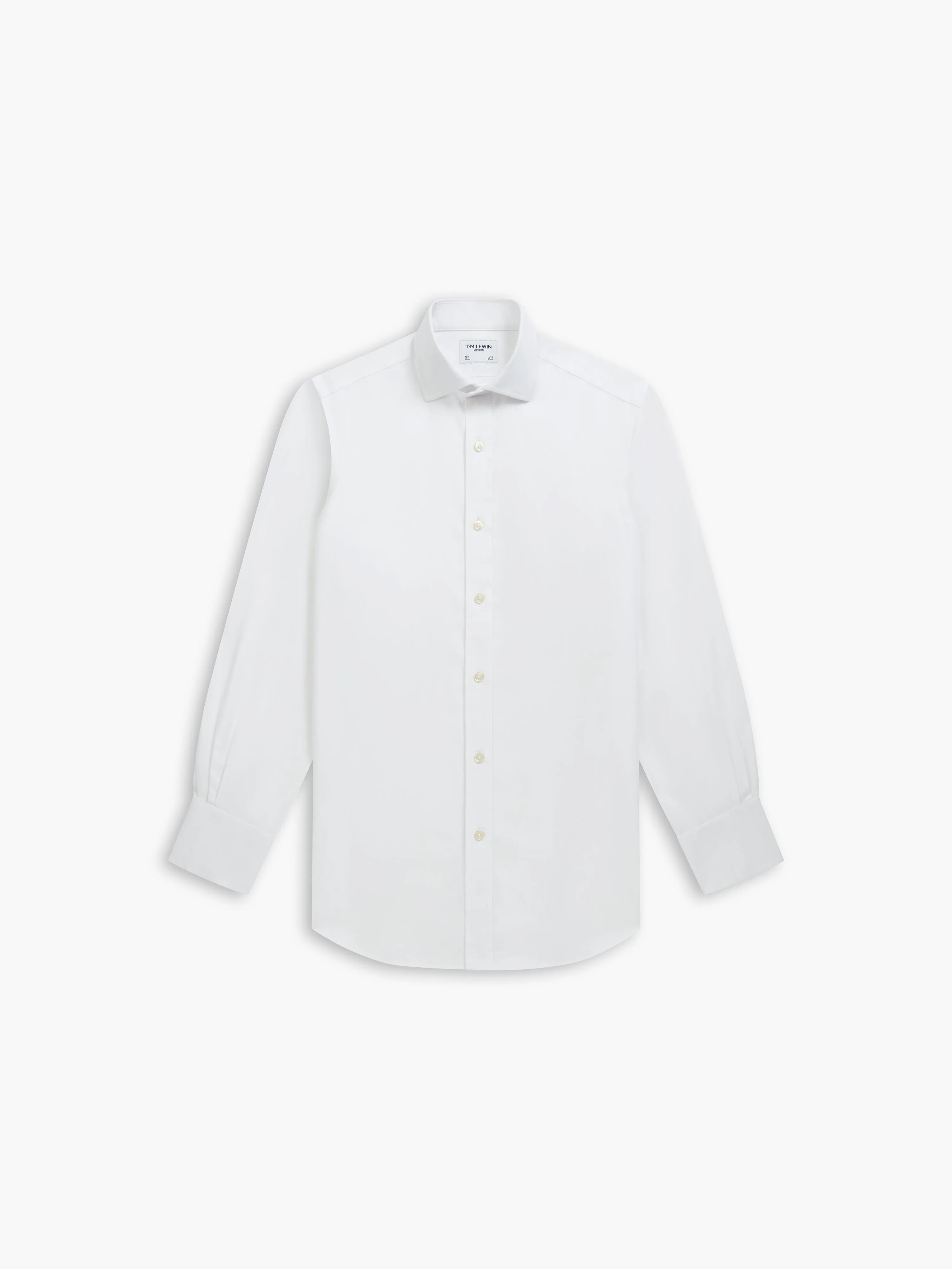 Non-Iron White Twill Fitted Single Cuff Semi Cutaway Collar Shirt