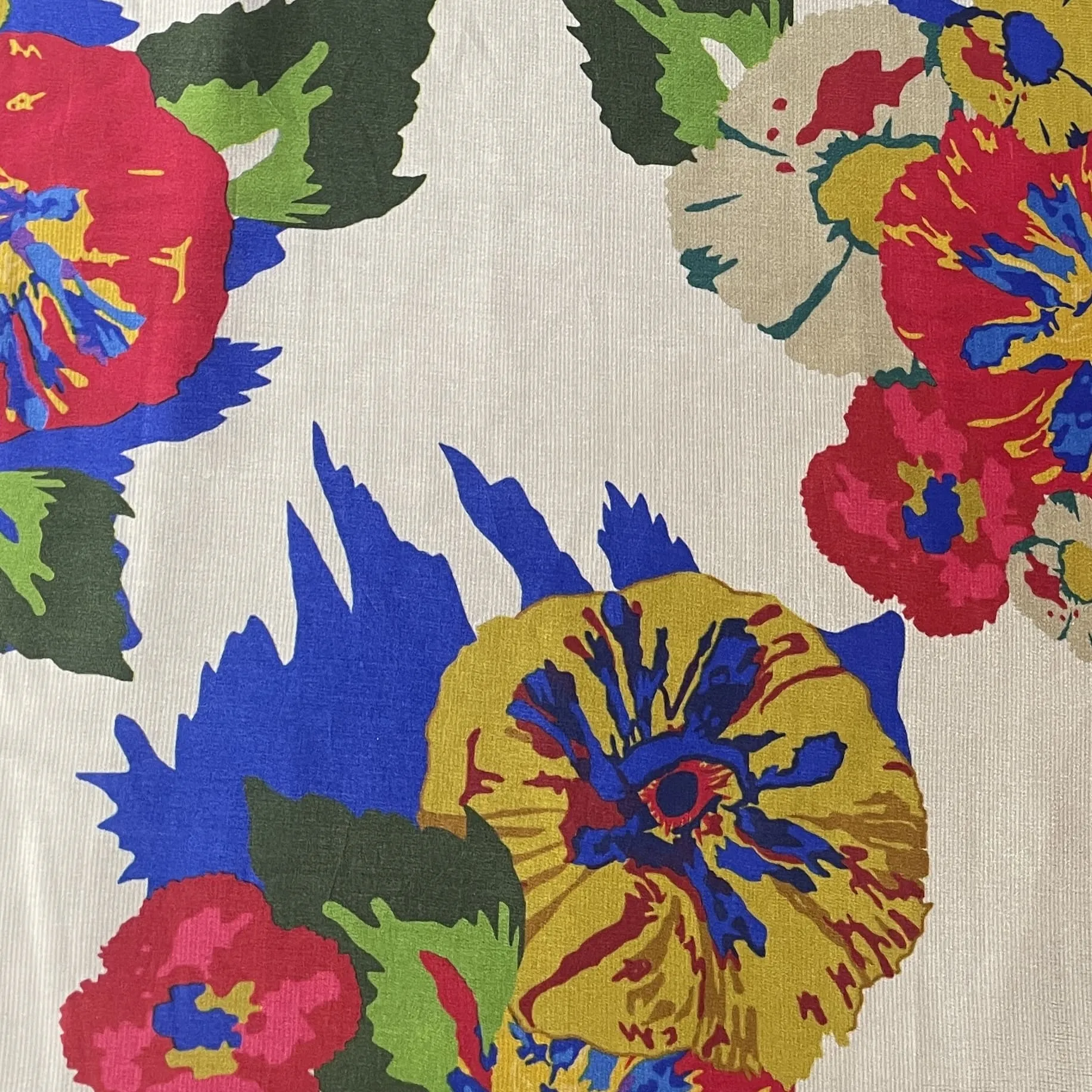 Off White Floral Print Upada Silk Fabric 19599