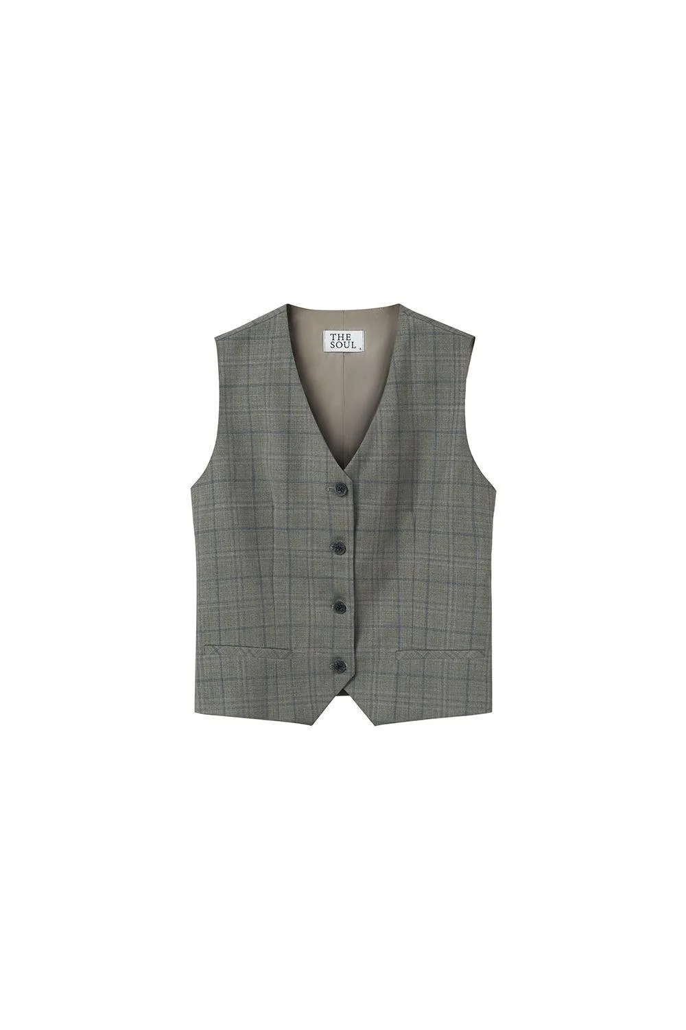 Olive Straight Sleeveless Poly Wool Vest