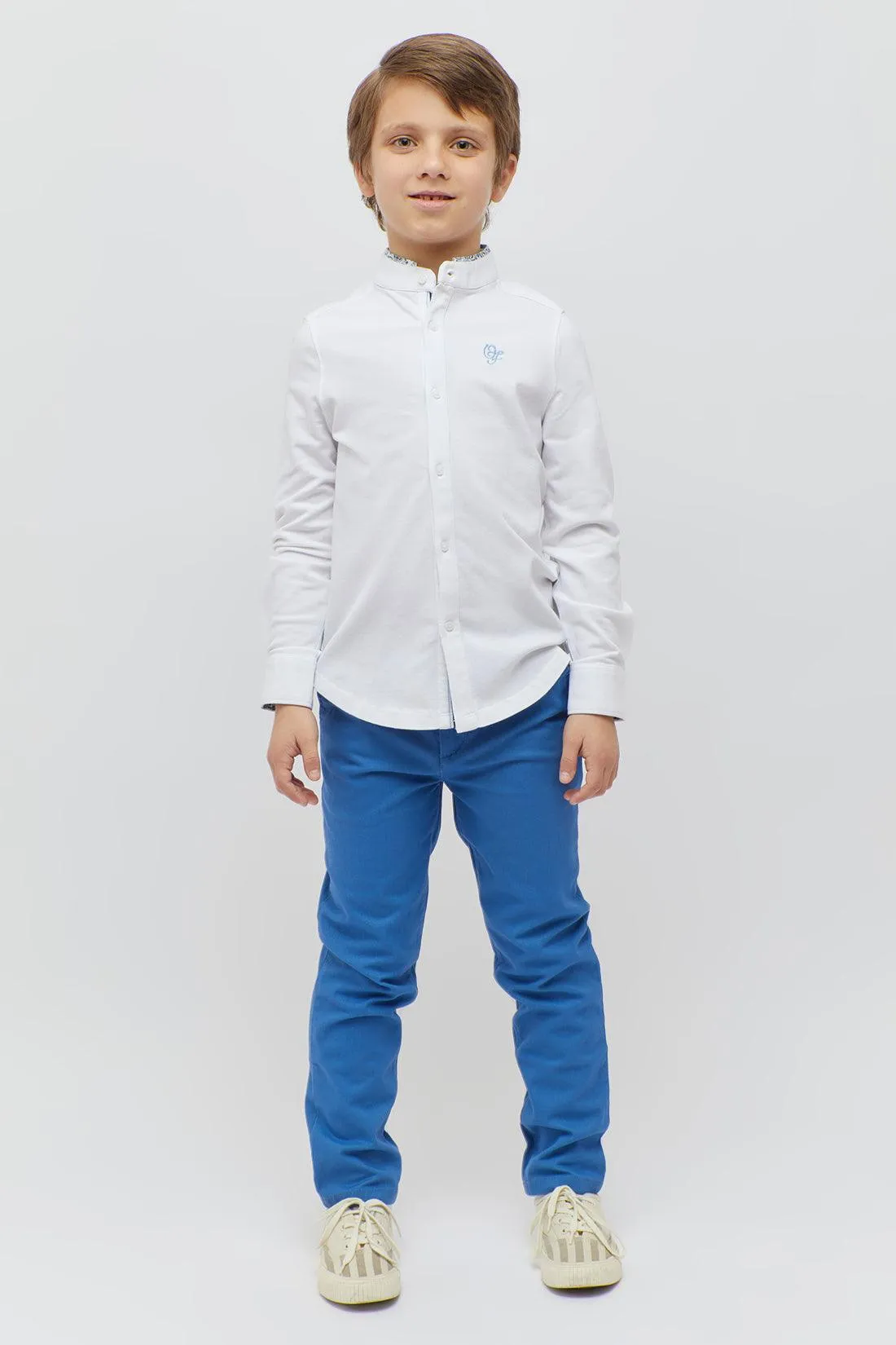 One Friday White Chinese Collar Shirt