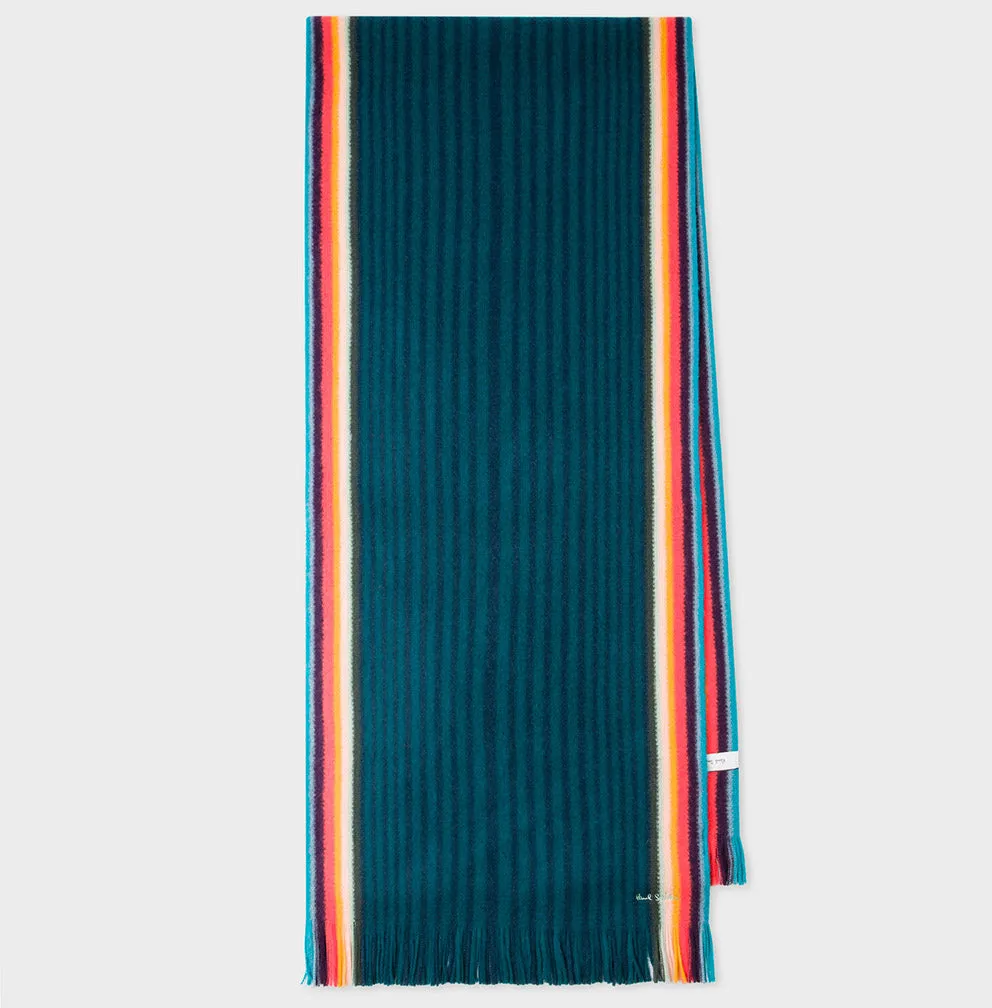 Paul Smith - Women's Artist Stripe Merino Wool Scarf in Dark Green