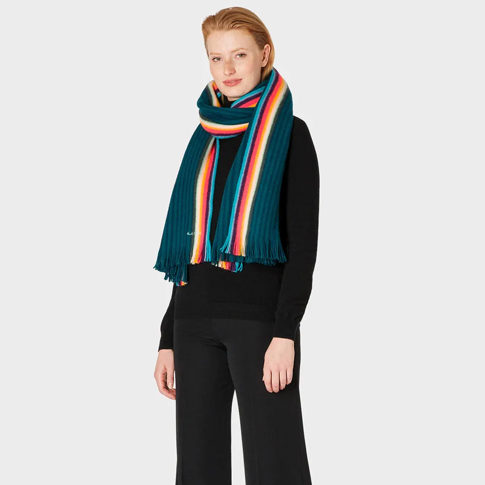 Paul Smith - Women's Artist Stripe Merino Wool Scarf in Dark Green