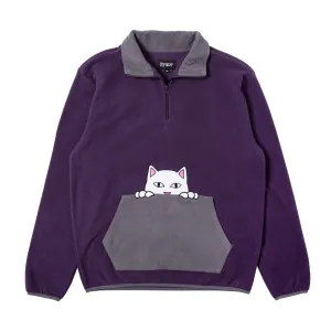 Peek A Nermal Brushed Fleece 3/4 Zip Sweater (Purple / Gray)