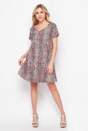 Pink leopard dress with pockets