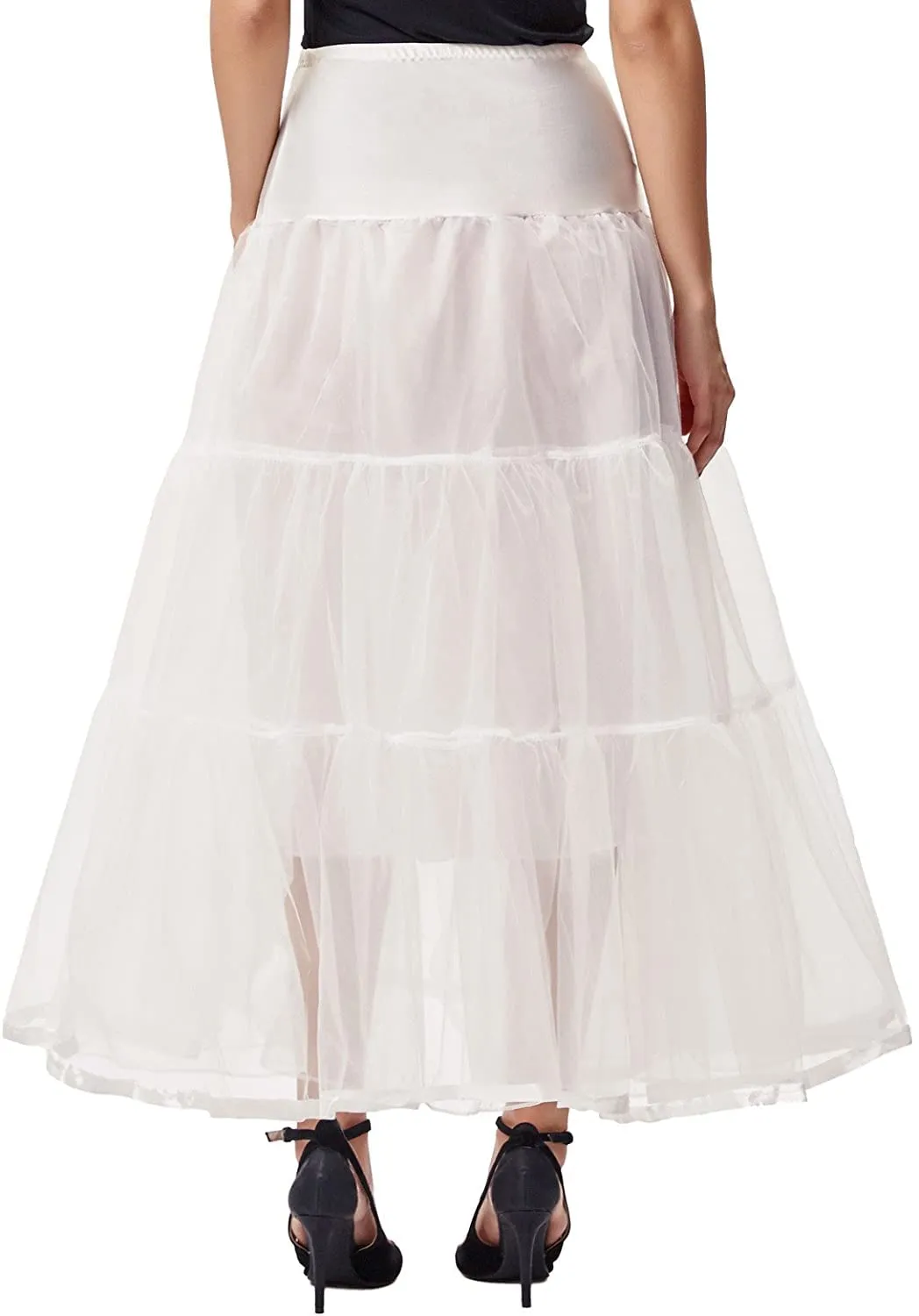 PINK WINGS Women's Ankle Length Cancan Underskirt Petticoats Hardnet (Large, White)