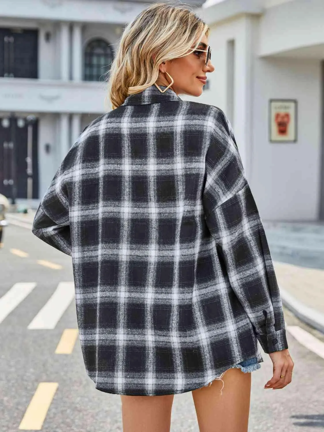 Plaid Collared Neck Button Down Shirt