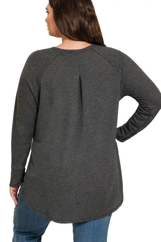 Plus Baby Waffle Raglan Sleeve Top