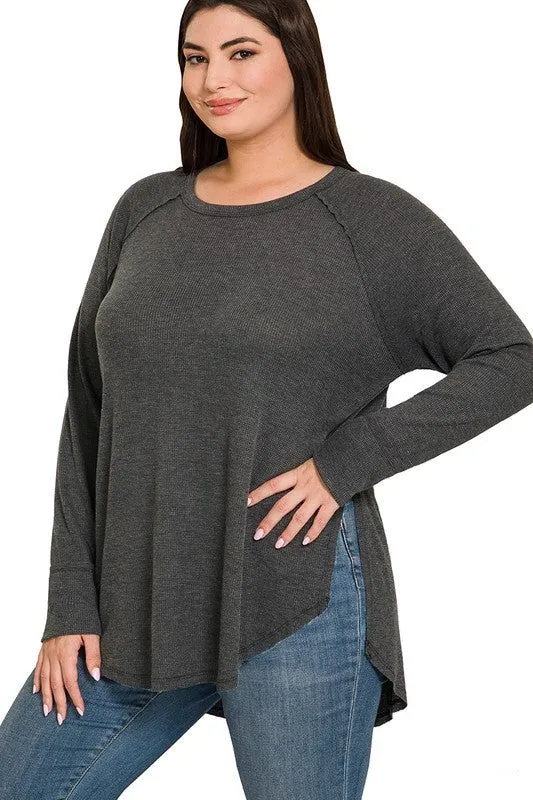 Plus Baby Waffle Raglan Sleeve Top