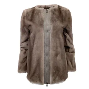 Pologeorgis Grey / Taupe Shirred Mink Coat