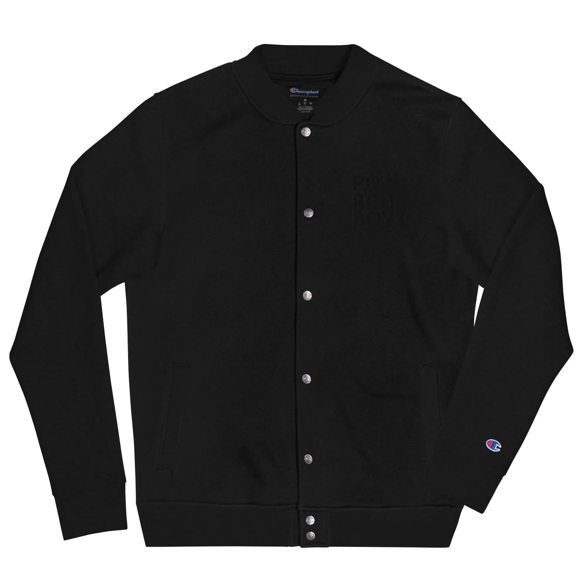 PORCHBOYZ BLACKOUT COLLECTION Embroidered Champion Bomber Jacket