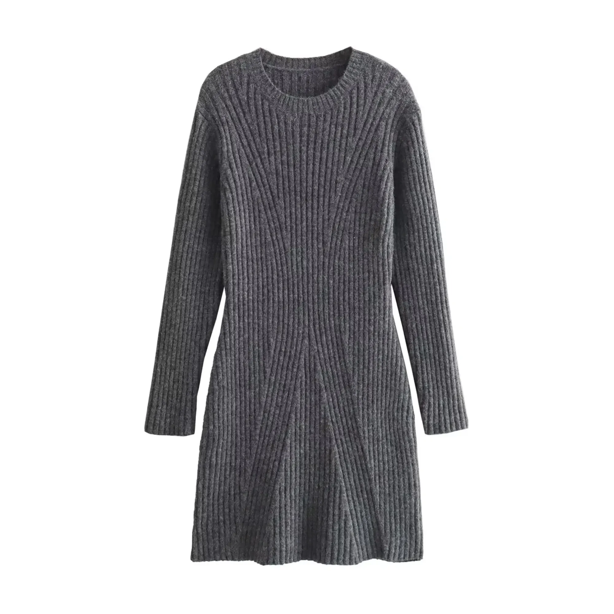 Pre Order:  Knitted Long Sleeve Mid-Calf Dress