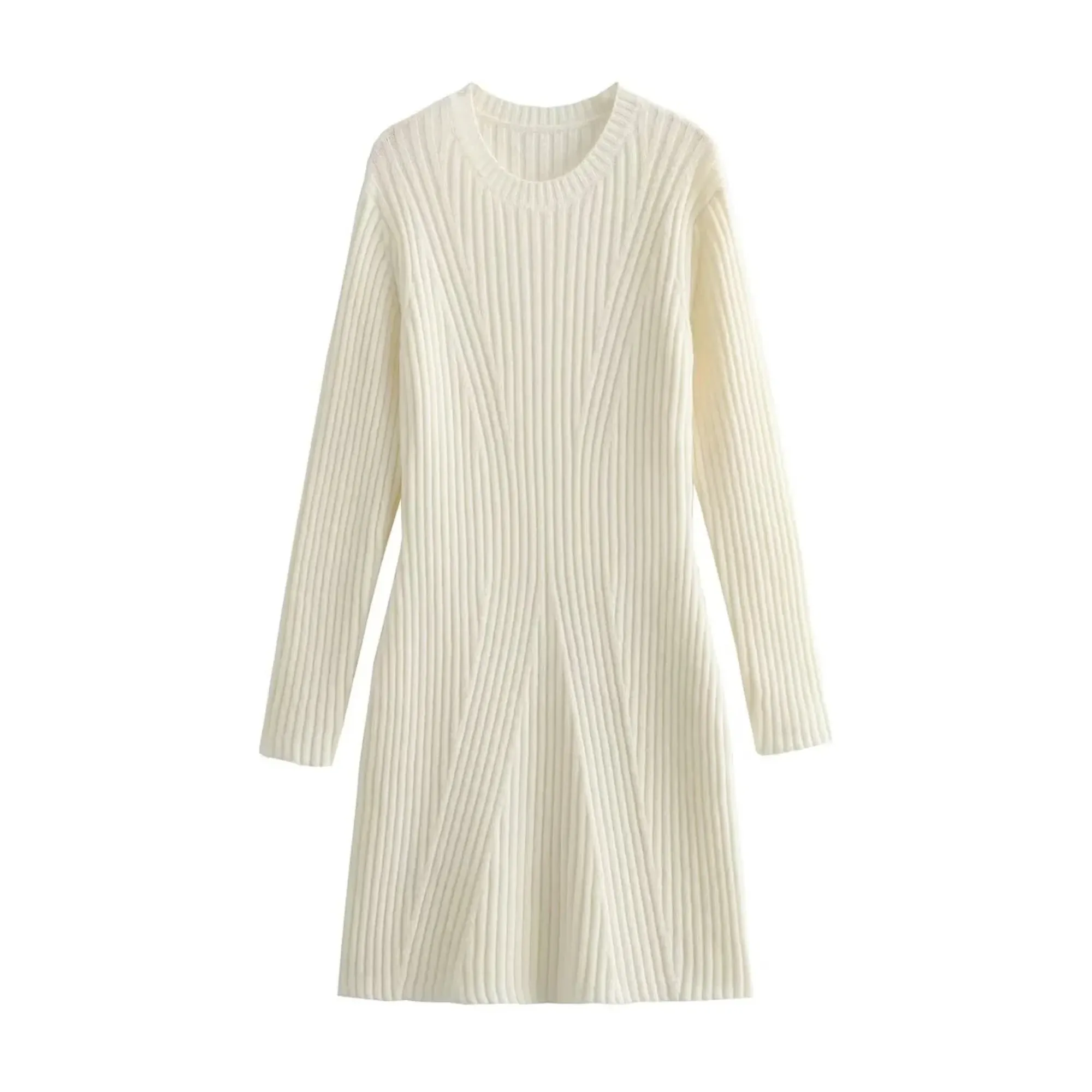 Pre Order:  Knitted Long Sleeve Mid-Calf Dress