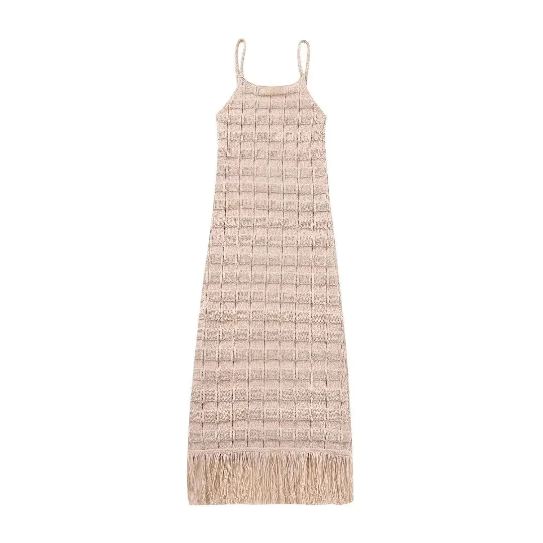 Pre Order:  Knitted Tassel Thin Strap Dress