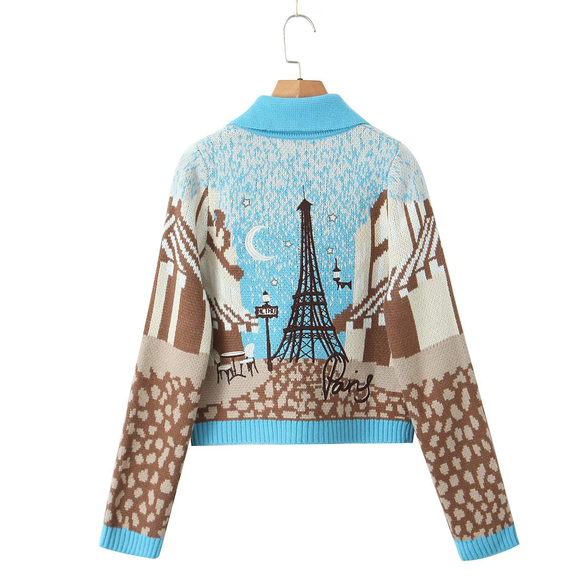 Pre Order:  Paris Street Knitted Blue Cardigan